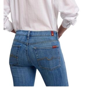 7 For All Mankind Womens Blue Denim Medium Wash Flare Leg Jeans Size 27